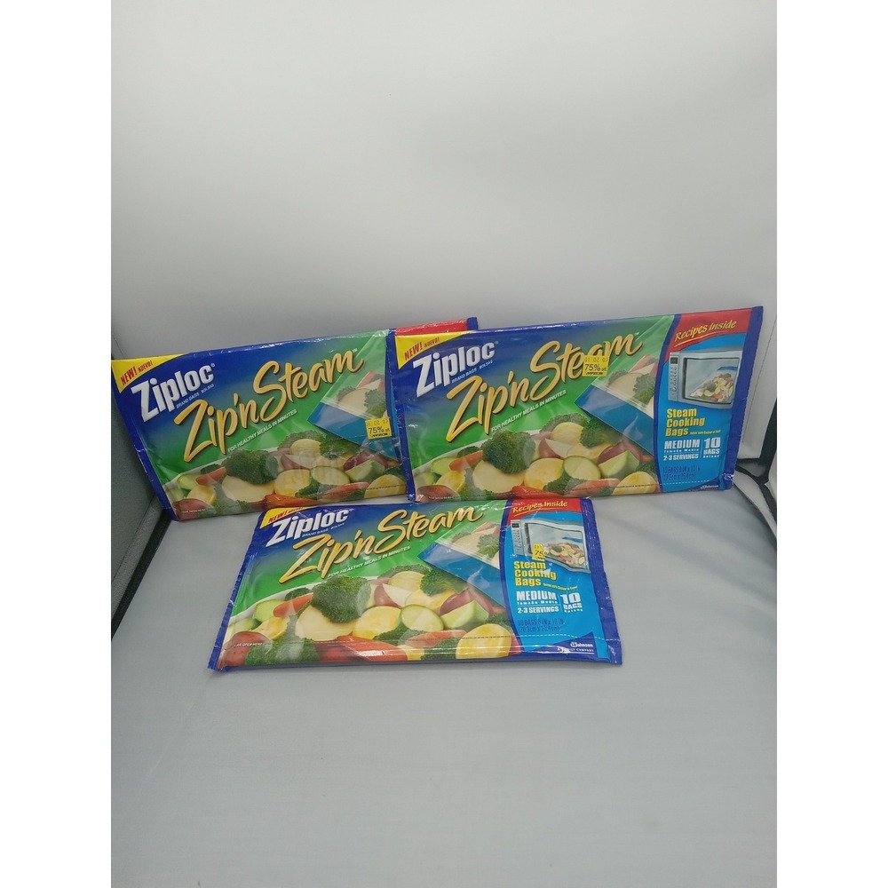 Ziploc ZipN Steam Microwave Cooking Bags 10 Bags Per Pack‎ 3 Packs Medium